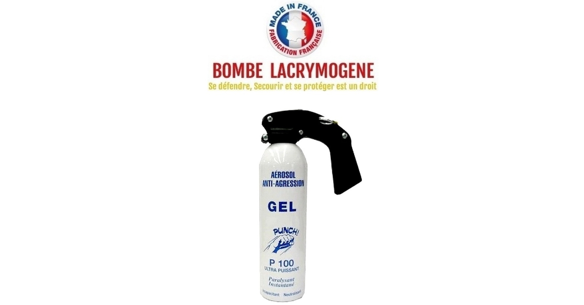 Bombe lacrymogène 500ml GEL CS - aérosol spray lacrymo - Bombes